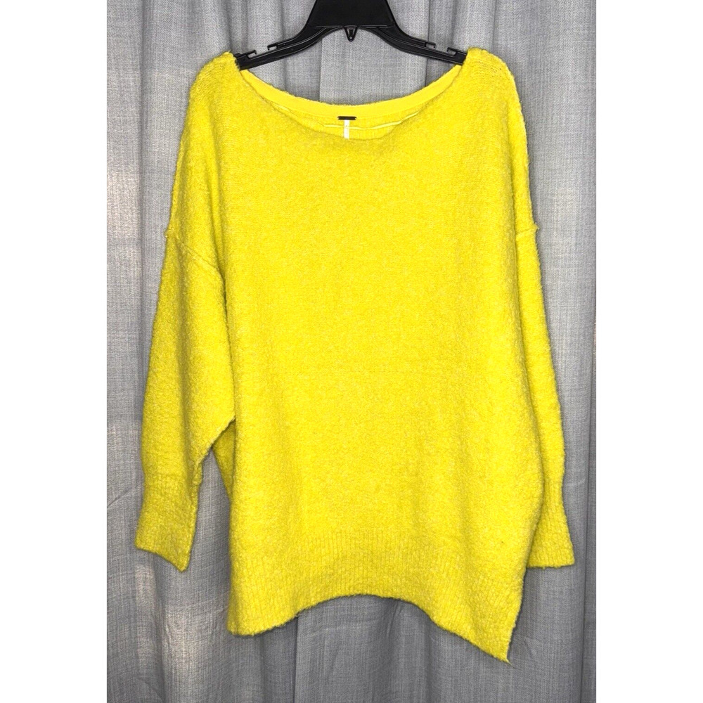 The Free People Womens M Citron Moira Slouchy Boucle Tunic Sweater Oversized Top